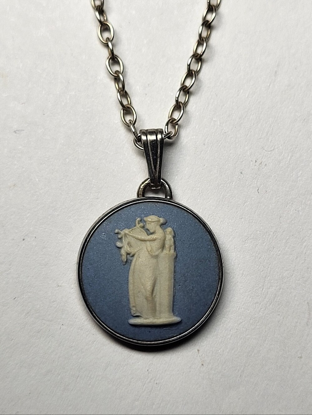 Wedgwood, Vintage 1979 Sterling Silver, Genuine Jasperware Cameo Necklace